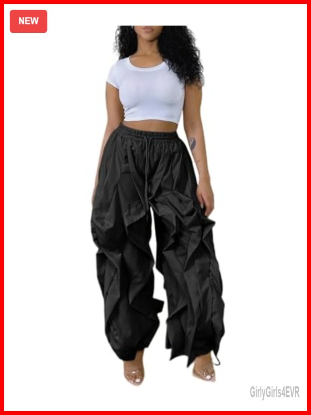 Cargo Pants for Women Baggy Parachute Balloon Sweatpants High Rise Ruffle